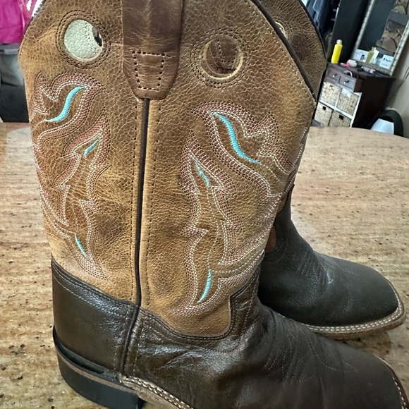 Old west cowboy boots sz 20 big kids 2/3 leather - Picture 2 of 6